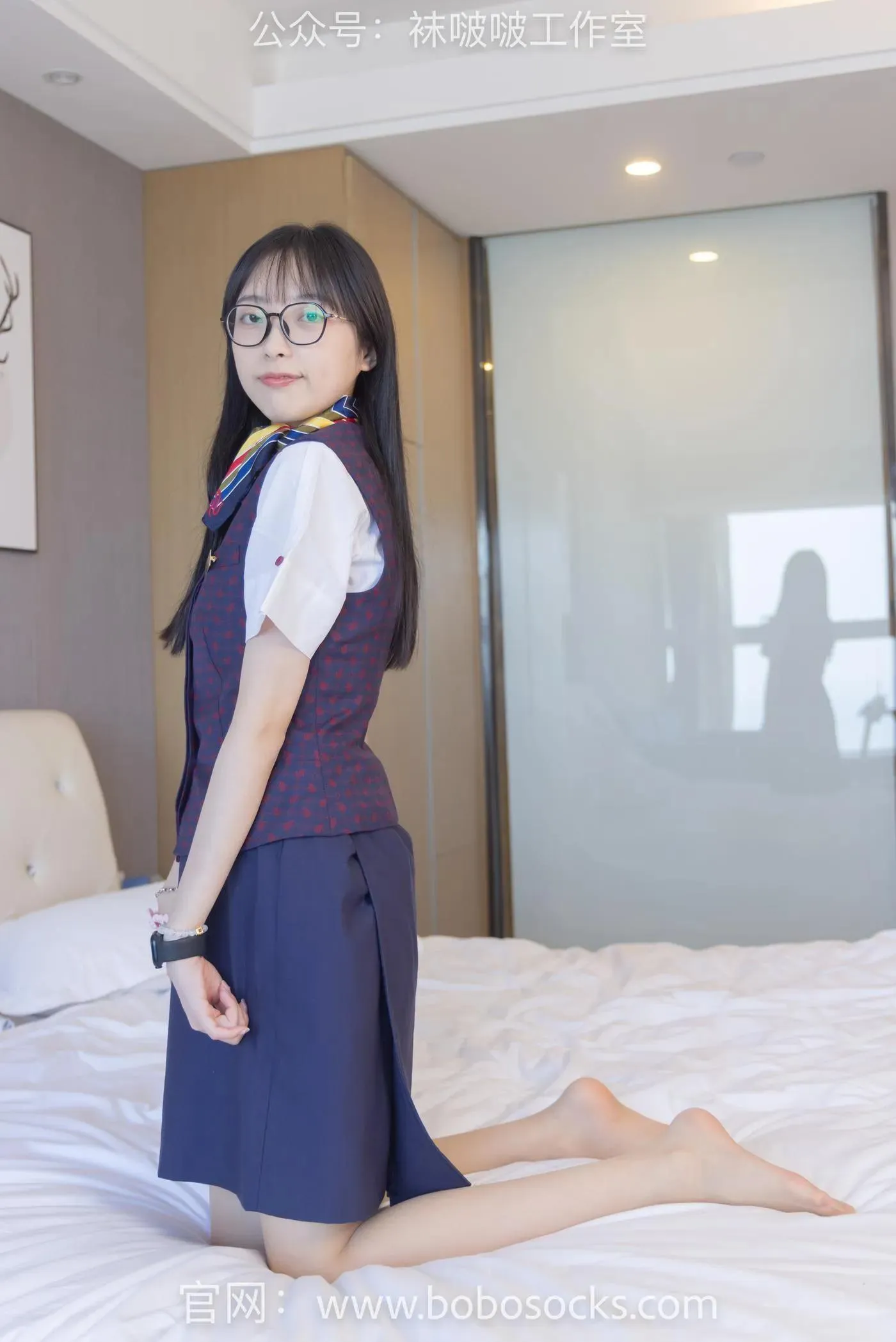 [BoBoSocks袜啵啵]NO.115 稚予-平底鞋、肉丝、空姐制服 [136P]插图7
